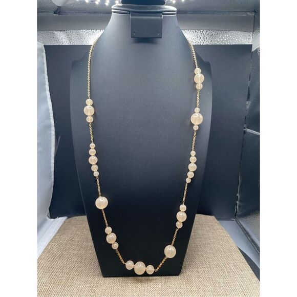 J CREW OPAQUE CLEAR LUCITE BALL LONG CHAIN NECKLACE VINTAGE Everyday Wear - Picture 6 of 6